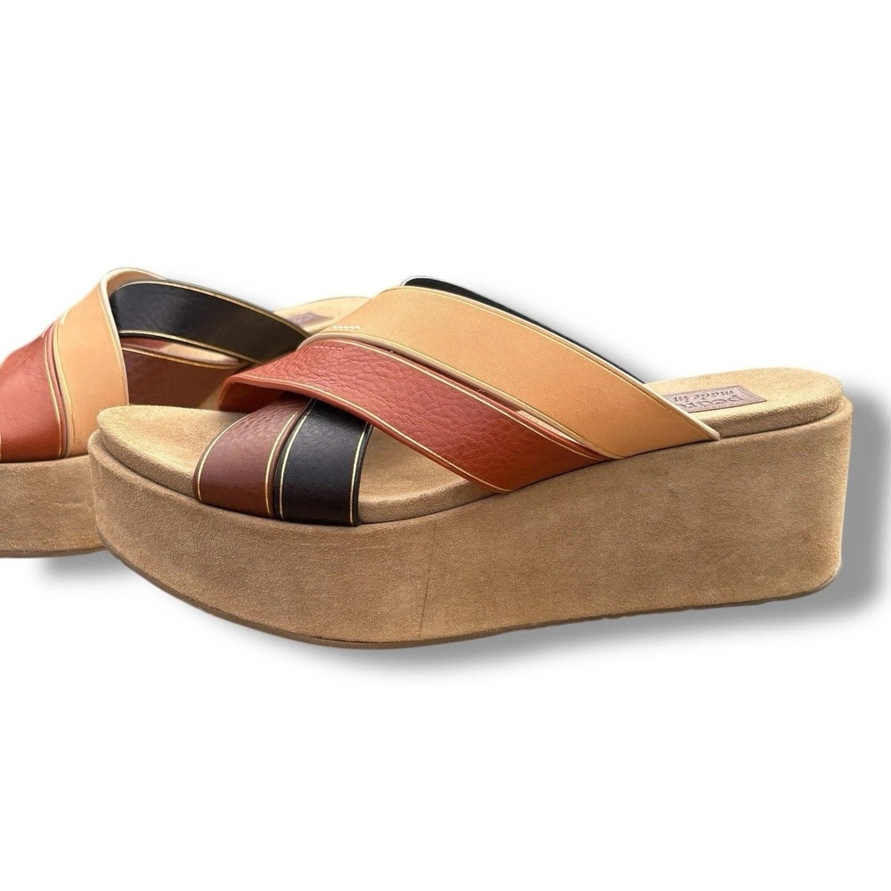 Pedro Garcia Nirou Platform Sandal in Multi Vachetta Leather Size 7.5 (38)